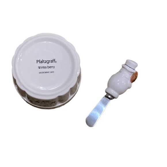 Pfaltzgraff Winterberry Dip Mix Set with Snowman Spreader Holly Berries in Box - Picture 4 of 7